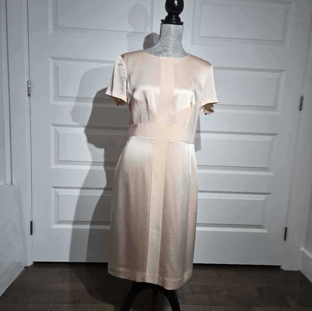 Ann Taylor Blush Midi Dress with Short Sleeves